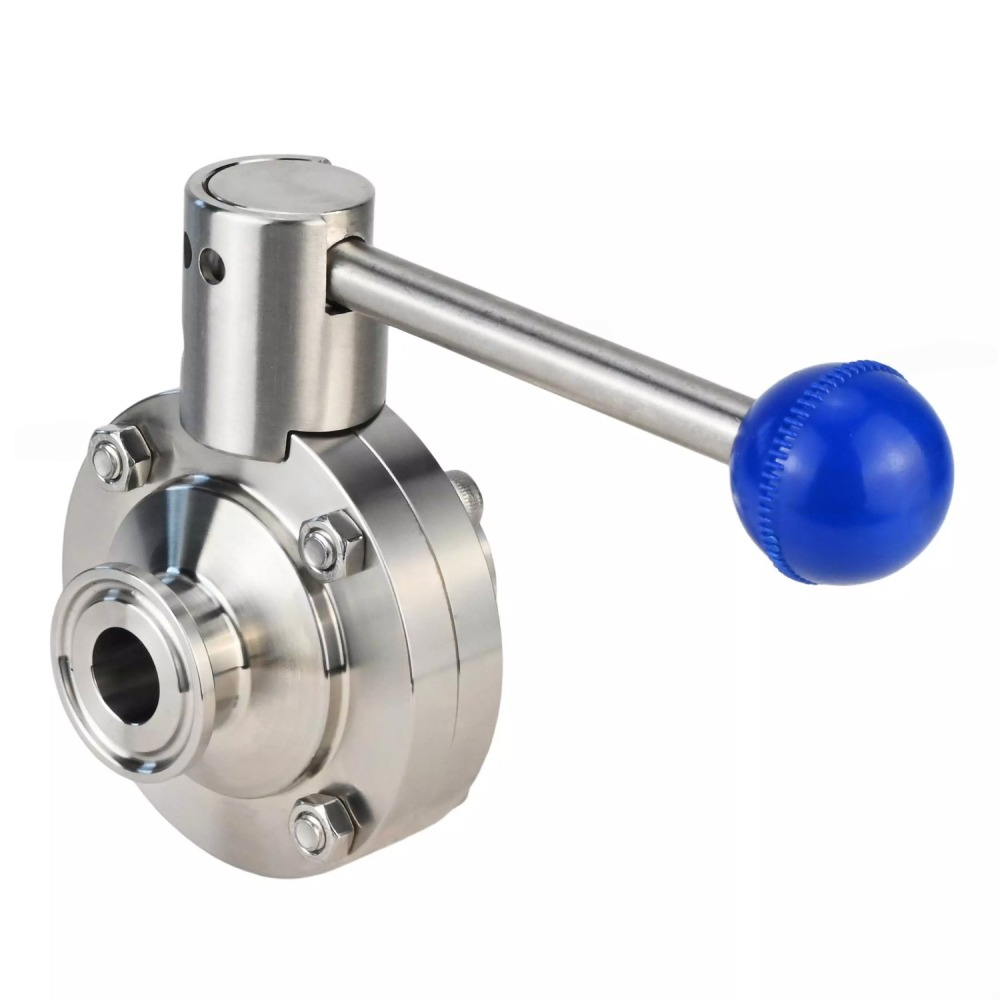 Vanne papillon d'eau Elephant WBV3131E-2W-CH, matériau du corps - acier inoxydable AISI 304, matériau du disque - acier inoxydable AISI 304, joint - EPDM, poignée