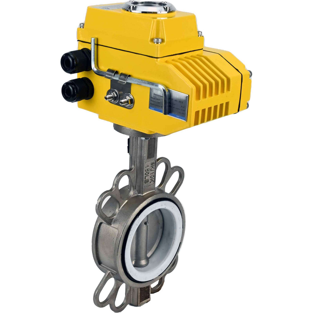 Vanne papillon d'eau Elephant 316l-ptfe-elephant-24v, matériau du corps - acier inoxydable AISI 316L, matériau du disque - acier inoxydable AISI 316L, joint - PTFE, commande par actionneur électrique