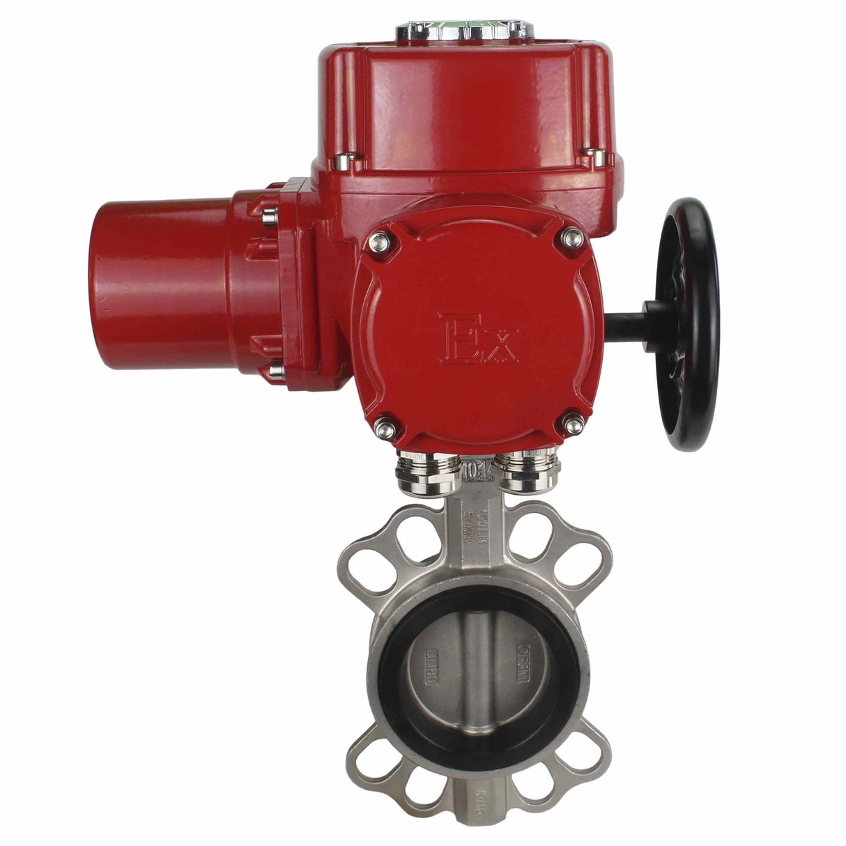 Vanne papillon d'eau Elephant 316l-316l-epdm-elephant-qt-wm-ex-380v, matériau du corps - acier inoxydable AISI 316L, matériau du disque - acier inoxydable AISI 316L, joint - EPDM, actionné par actionneur électrique