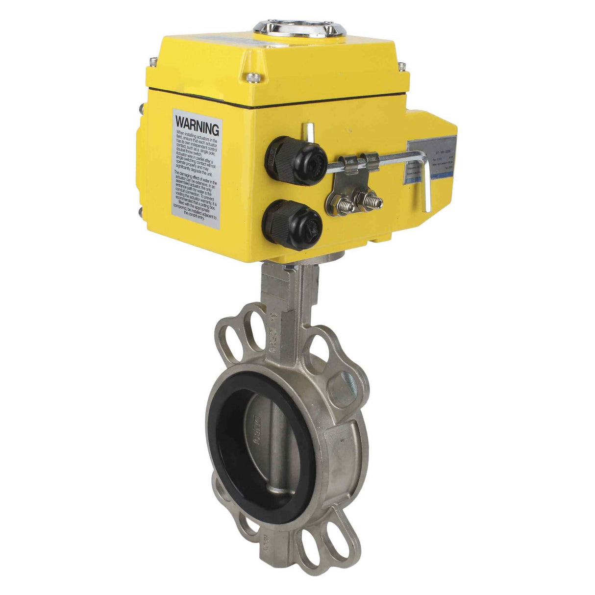 Vanne papillon d'eau Elephant 316l-nbr-elephant-24v, matériau du corps - acier inoxydable AISI 316L, matériau du disque - acier inoxydable AISI 316L, joint - NBR, actionné par actionneur électrique