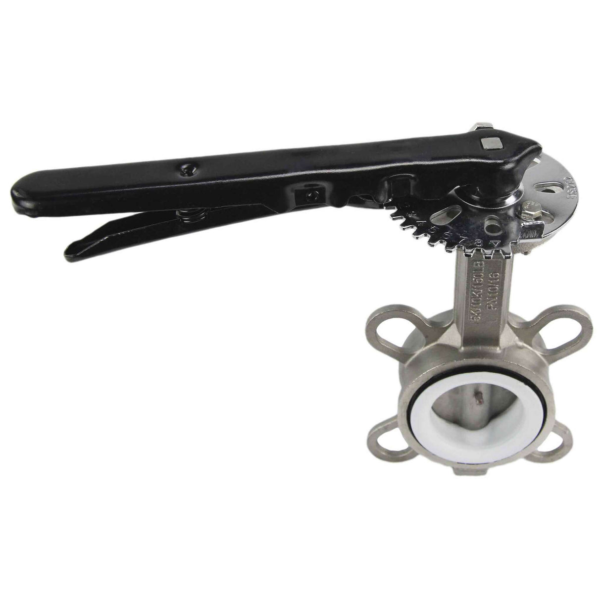 Vanne papillon d'eau Elephant WBV3232P-2W-Fb-H PN16, matériau du corps et du disque - acier inoxydable 316L, joint - PTFE, commande par volant