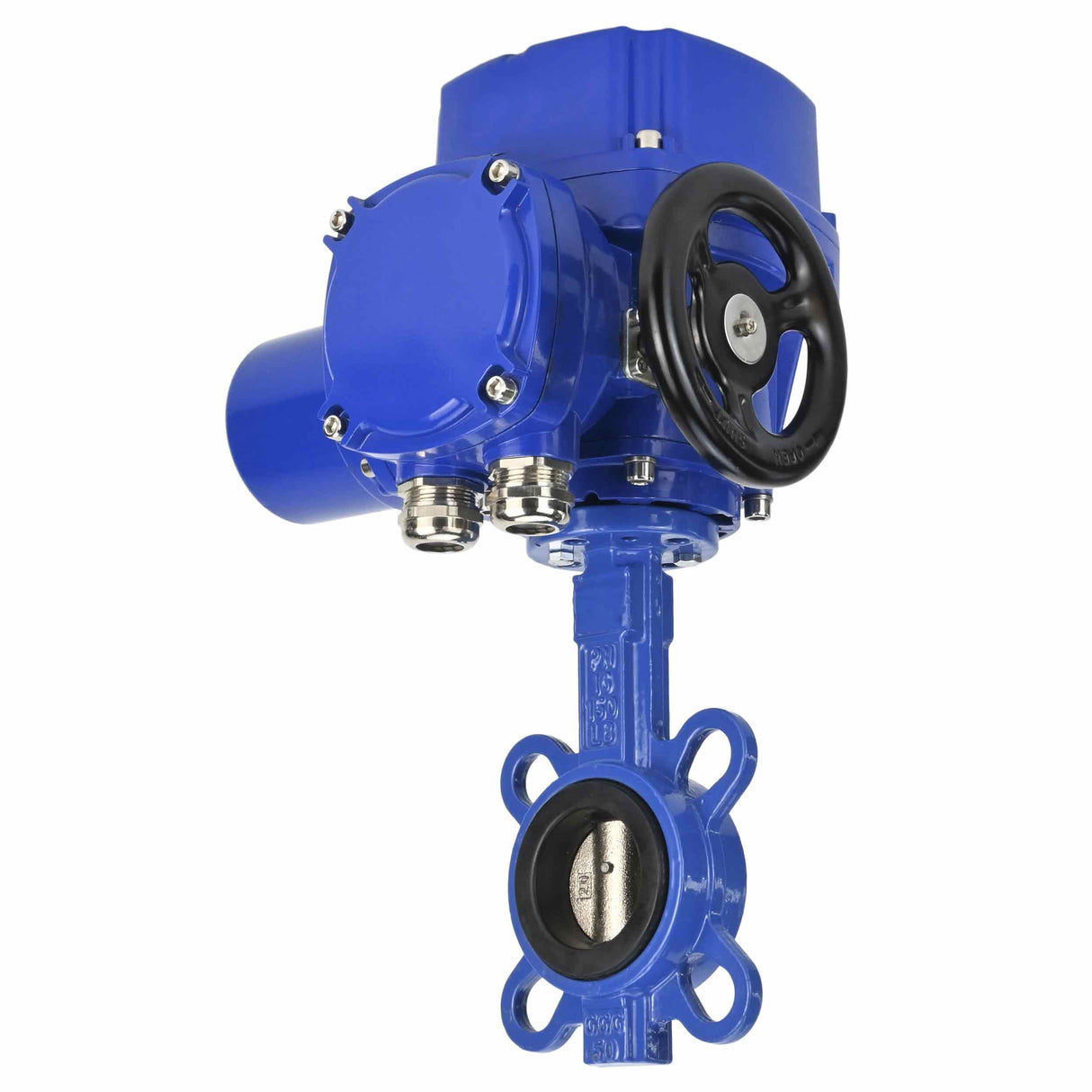 Vanne papillon d'eau Elephant WBV1332N-2W-Fb-H matériau du corps - Fonte GGG50, matériau du disque - Acier inoxydable 316L, joint - NBR avec actionneur électrique 1/4 de tour Elephant QT-W (M) EX 380V