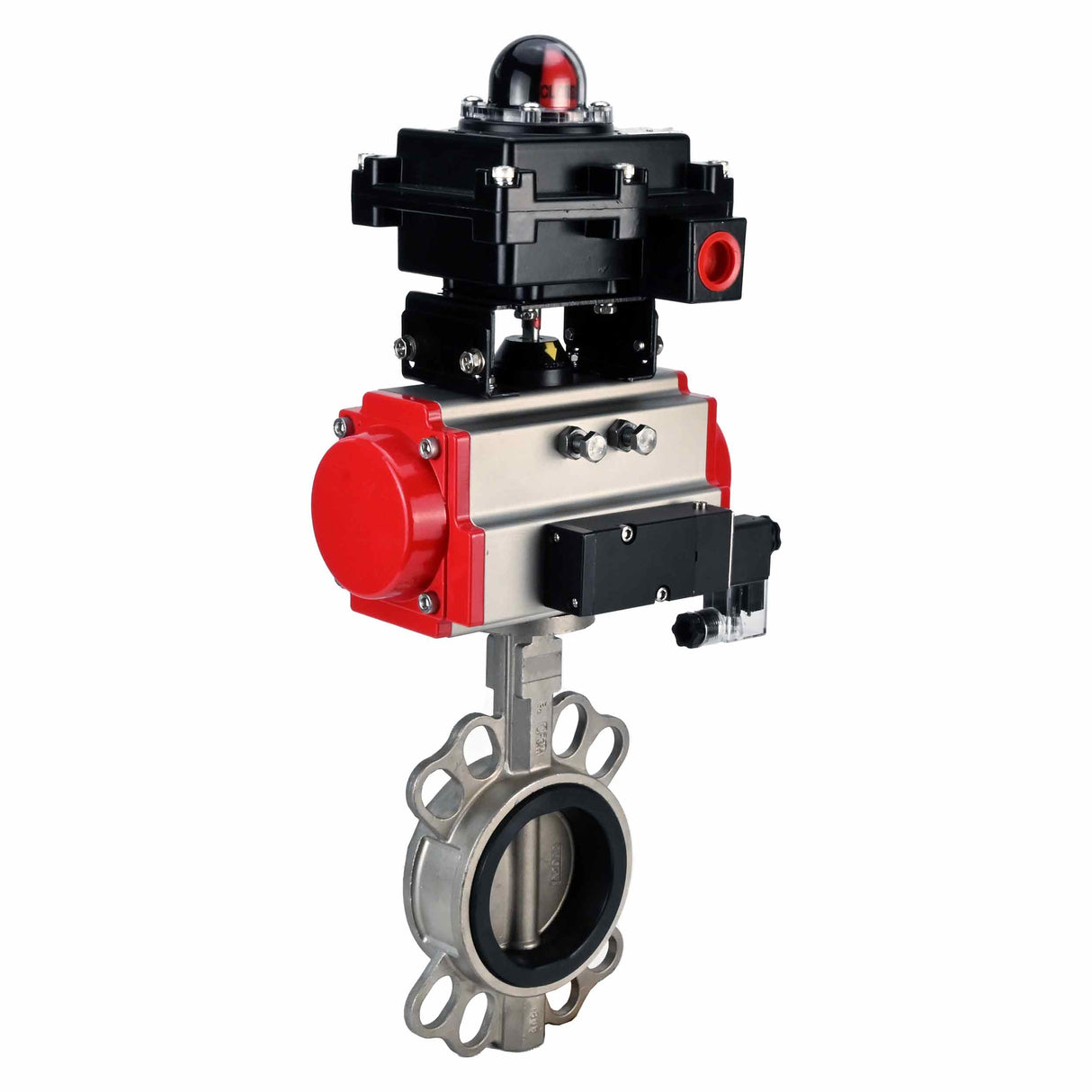 Water butterfly valve Elephant 316L-316L-VITON body material - stainless steel aisi 316l, disk material - stainless steel AISI 316L, seal - Viton with pneumatic actuator Elephant DA, pneumatic distributor 4M310-08 220V and limit switch block APL-410N EX