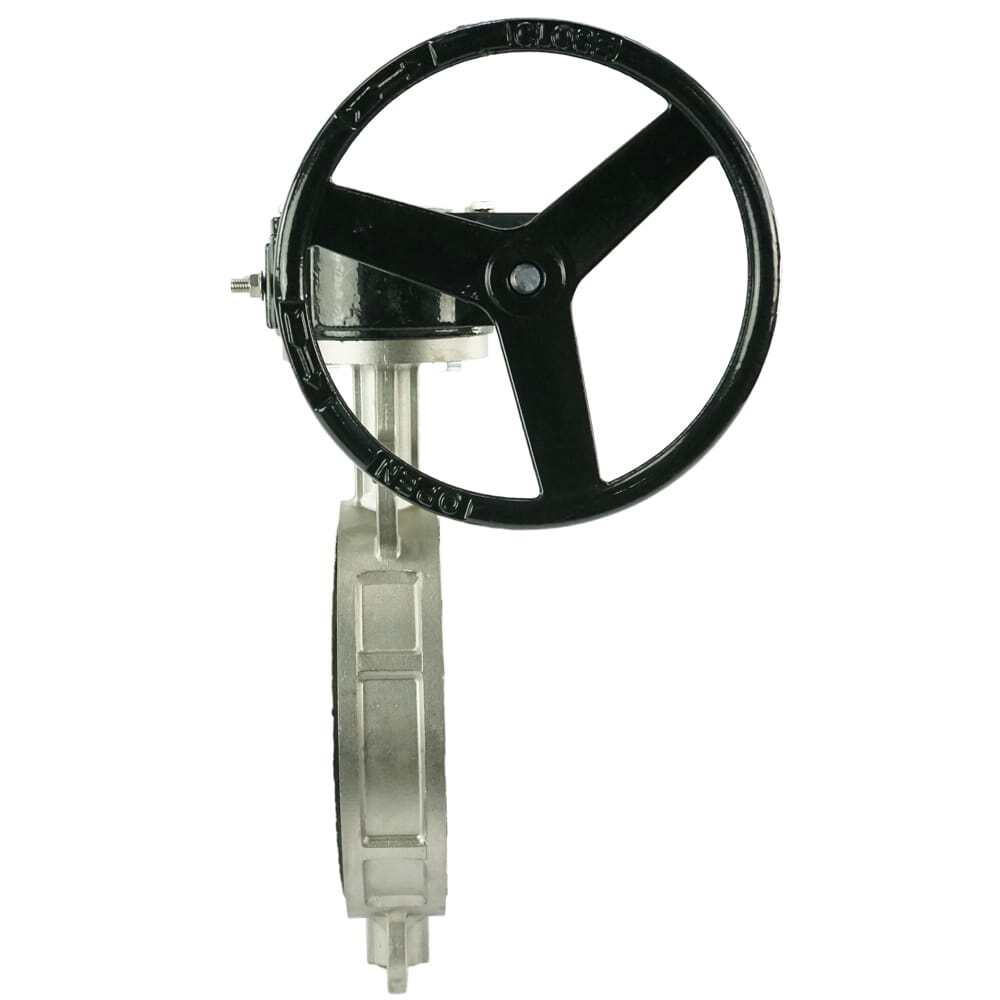 Vanne papillon d'eau Elephant 316L-PTFE-RDN, matériau du corps - acier inoxydable AISI 316L, matériau du disque - acier inoxydable AISI 316L, joint - PTFE, à engrenage