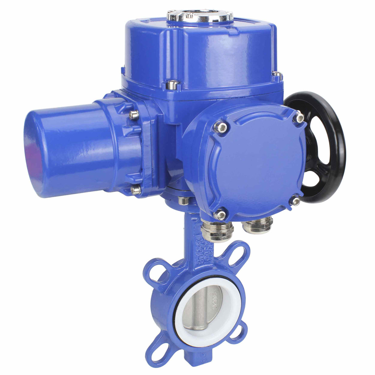 Vanne papillon d'eau Elephant WCB-316L-PTFE matériau du corps - Acier au carbone WCB, matériau du disque - Acier inoxydable AISI 316L, joint - PTFE avec actionneur électrique 1/4 de tour Elephant QT-W (M) 220V