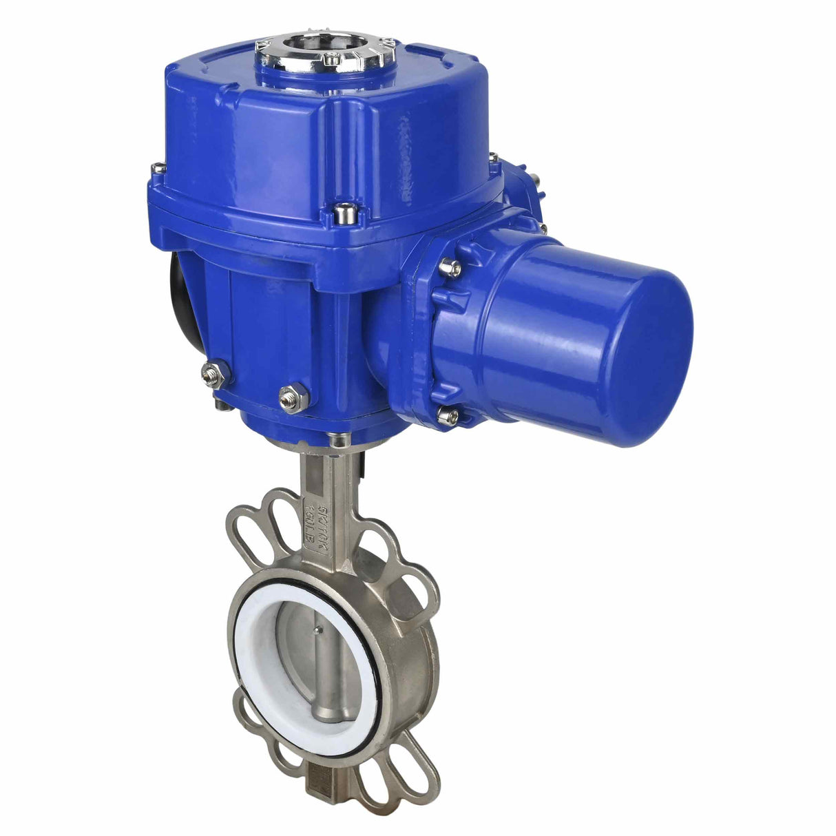 Vanne papillon d'eau Elephant 316L-316L-PTFE matériau du corps - acier inoxydable aisi 316l, matériau du disque - acier inoxydable AISI 316L, joint - PTFE avec actionneur électrique 1/4 de tour Elephant QT-W (M) 380V