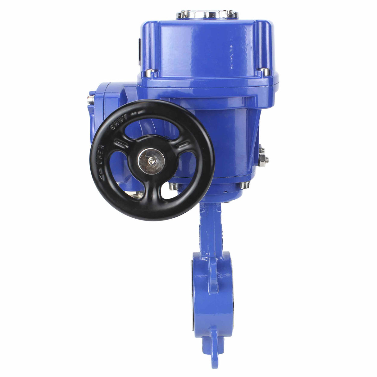 Vanne papillon d'eau Elephant WCB-316L-PTFE matériau du corps - Acier au carbone WCB, matériau du disque - Acier inoxydable AISI 316L, joint - PTFE avec actionneur électrique 1/4 de tour Elephant QT-W (M) 220V