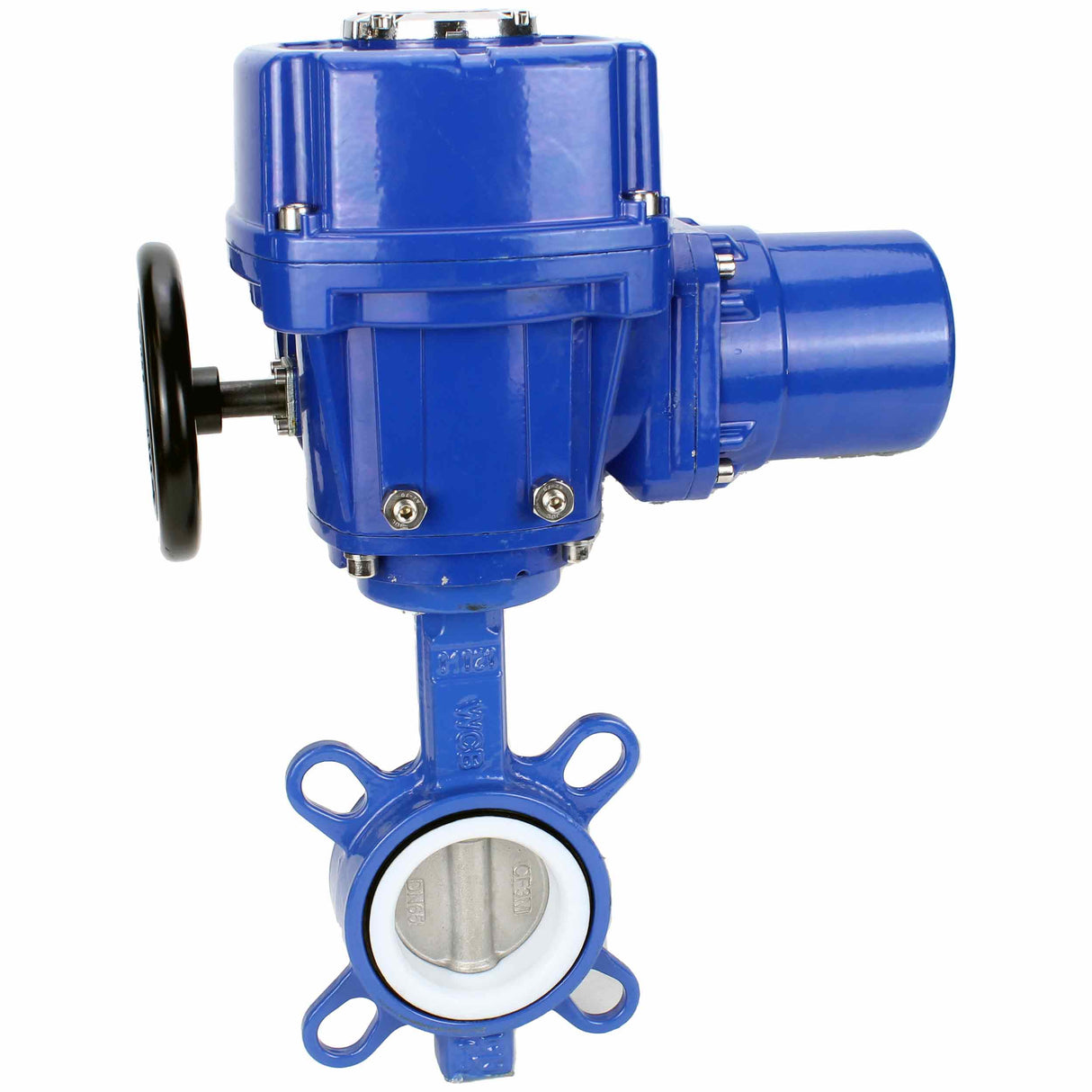 Vanne papillon d'eau Elephant WCB-316L-PTFE matériau du corps - Acier au carbone WCB, matériau du disque - Acier inoxydable AISI 316L, joint - PTFE avec actionneur électrique 1/4 de tour Elephant QT-W (M) 380V