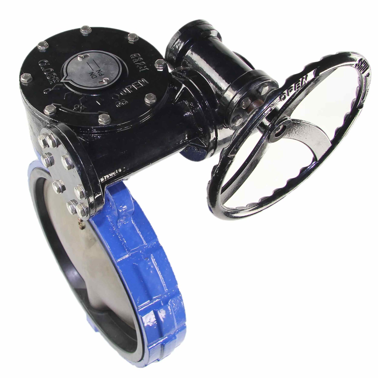 Vanne papillon d'eau Elephant WBV3432E-2W-Fb-R PN16, matériau du corps - acier au carbone WCB, matériau du disque - acier inoxydable AISI 316L, joint - EPDM, à engrenage