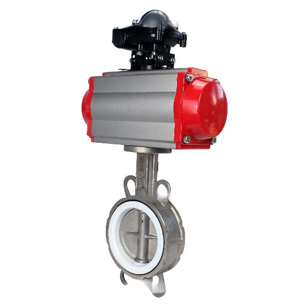 Vanne papillon d'eau Elephant WBV3131P-2W-Fb-H, matériau du corps - Acier inoxydable AISI 304, matériau du disque - Acier inoxydable AISI 304, joint - PTFE, actionneur pneumatique PA-DA double action, BKV APL-510N EX