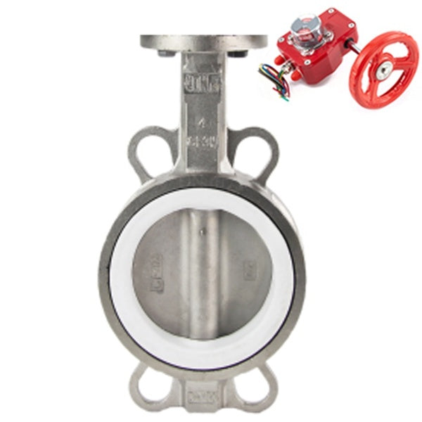 Vanne papillon d'eau Elephant WBV3131P-2W-Fb-H, matériau du corps - Acier inoxydable AISI 304, matériau du disque - Acier inoxydable AISI 304, joint - PTFE, réducteur avec HGBF RQN