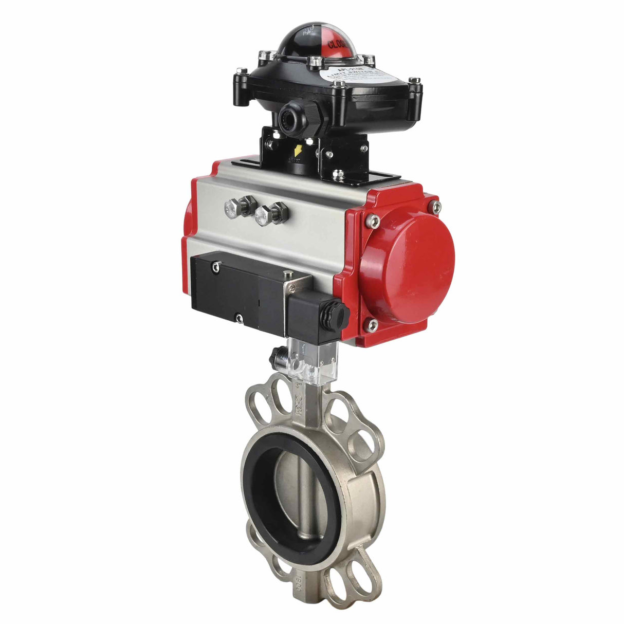 Vanne papillon d'eau Elephant 316l-316l-epdm-sa-4m310-110/220-apl210n, matériau du corps - acier inoxydable AISI 316L, matériau du disque - acier inoxydable AISI 316L, joint - EPDM, actionné par actionneur pneumatique