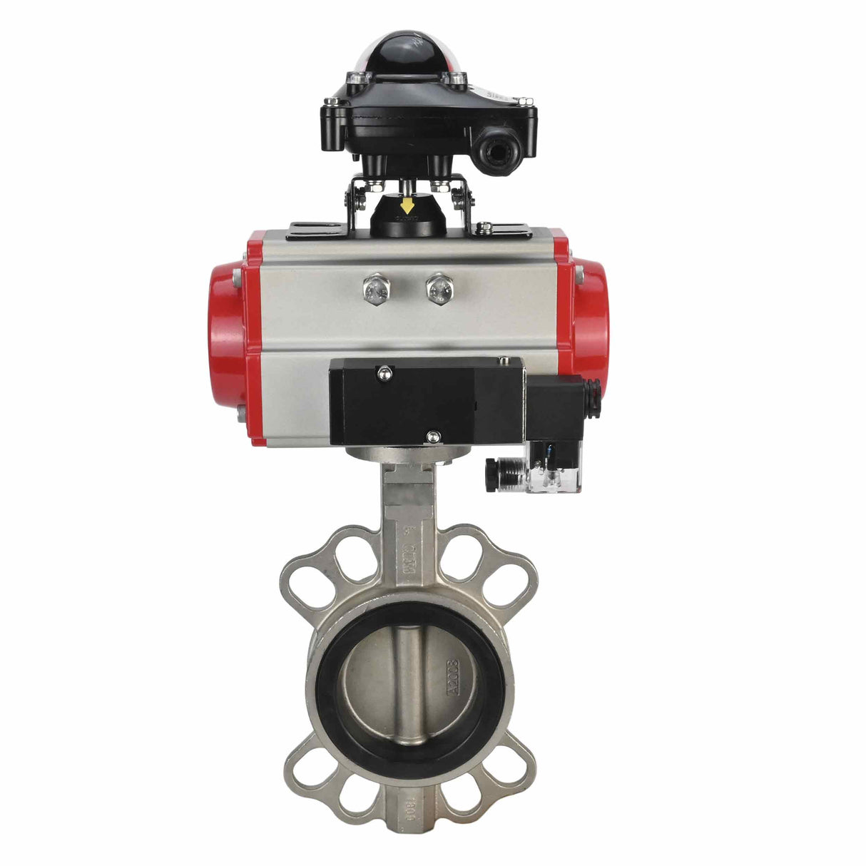 Vanne papillon d'eau Elephant 316l-316l-epdm-sa-4m310-110/220-apl210n, matériau du corps - acier inoxydable AISI 316L, matériau du disque - acier inoxydable AISI 316L, joint - EPDM, actionné par actionneur pneumatique