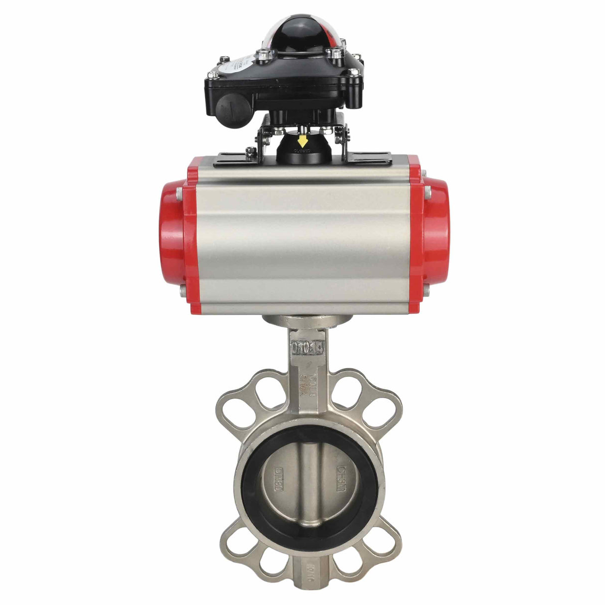 Vanne papillon d'eau Elephant 316l-316l-epdm-sa-4m310-110/220-apl210n, matériau du corps - acier inoxydable AISI 316L, matériau du disque - acier inoxydable AISI 316L, joint - EPDM, actionné par actionneur pneumatique