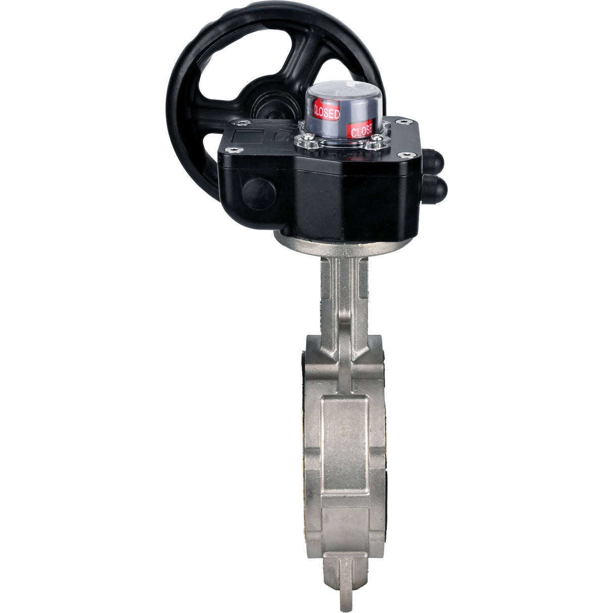 Vanne papillon d'eau Elephant 316L-PTFE-HGB, matériau du corps - acier inoxydable AISI 316L, matériau du disque - acier inoxydable AISI 316L, joint - PTFE, à engrenage