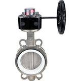 Vanne papillon d'eau Elephant 316L-PTFE-HGB, matériau du corps - acier inoxydable AISI 316L, matériau du disque - acier inoxydable AISI 316L, joint - PTFE, à engrenage