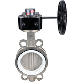 Vanne papillon d'eau Elephant 316L-PTFE-HGB, matériau du corps - acier inoxydable AISI 316L, matériau du disque - acier inoxydable AISI 316L, joint - PTFE, à engrenage
