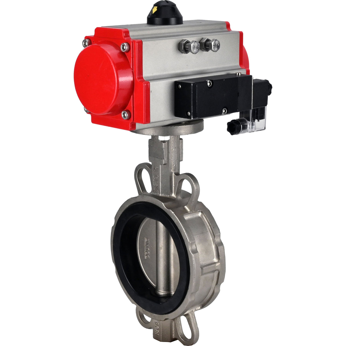 Vanne papillon d'eau Elephant 316l-epdm-da-4m310-110/220, matériau du corps - acier inoxydable AISI 316L, matériau du disque - acier inoxydable AISI 316L, joint - EPDM, actionné par actionneur pneumatique