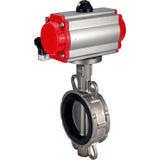 Vanne papillon d'eau Elephant 316l-viton-sa-4m310-110/220, matériau du corps - acier inoxydable AISI 316L, matériau du disque - acier inoxydable AISI 316L, joint - VITON, actionné par actionneur pneumatique