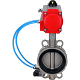 Vanne papillon d'eau Elephant WBV3232V-2W-Fb-H, matériau du corps - acier inoxydable AISI 316L, matériau du disque - acier inoxydable AISI 316L, joint - Viton, avec actionneur pneumatique avec ressorts de rappel PA-SA, 4V320-08 220V