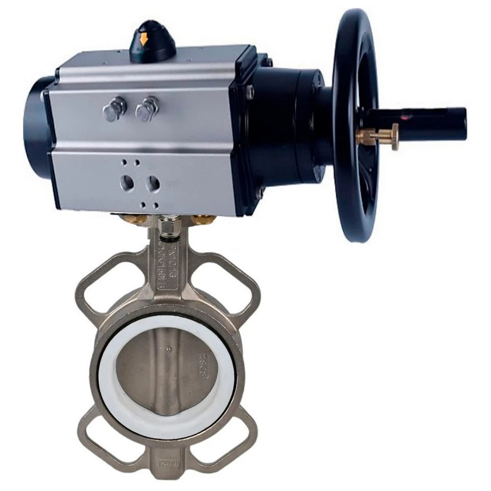 Water Butterfly valves Elephant WBV3232P-2W-Fb DN125 16 bar, wafer type, body - 316L stainless steel, disc - 316L stainless steel, seal - PTFE, with PA-DA-1 pneumatic actuator