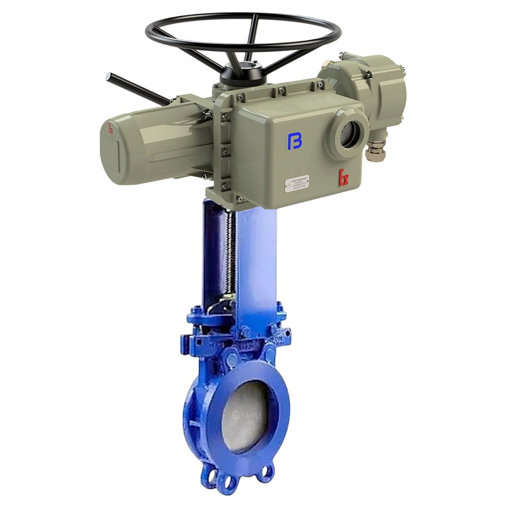 Gate valves Elephant GVKN1331N-2W-Fb-OST double-sided, interflanged, spindle - non-retractable, body - cast iron GGG40, gate - stainless steel 304, seal - NBR, WENZ, with explosion-proof multi-turn actuator GZ 380V