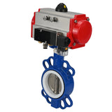 Vanne papillon d'eau Elephant st-316l-ptfe-da-4m310-24v, matériau du corps - acier au carbone WCB, matériau du disque - acier inoxydable AISI 316L, joint - PTFE, actionné par actionneur pneumatique