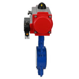 Vanne papillon d'eau Elephant st-316l-ptfe-da-4m310-24v, matériau du corps - acier au carbone WCB, matériau du disque - acier inoxydable AISI 316L, joint - PTFE, actionné par actionneur pneumatique