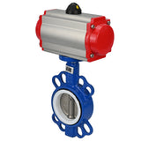 Vanne papillon d'eau Elephant st-316l-ptfe-da-4m310-110/220, matériau du corps - acier au carbone WCB, matériau du disque - acier inoxydable AISI 316L, joint - PTFE, actionnement par actionneur pneumatique