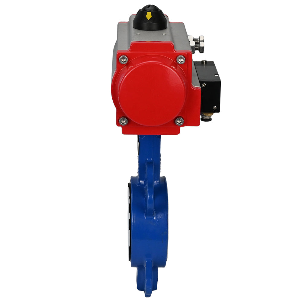 Vanne papillon d'eau Elephant st-316l-ptfe-da-4m310-110/220, matériau du corps - acier au carbone WCB, matériau du disque - acier inoxydable AISI 316L, joint - PTFE, actionnement par actionneur pneumatique