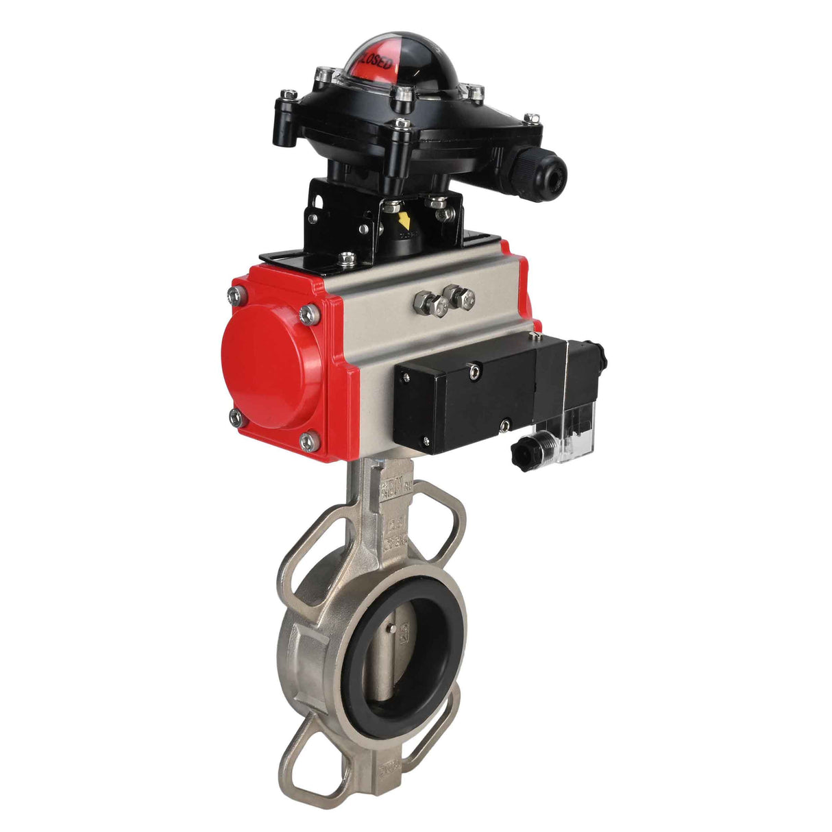 Vanne papillon d'eau Elephant 316l-viton-sa-4m310-110/220v-apl210n, matériau du corps - acier inoxydable AISI 316L, matériau du disque - acier inoxydable AISI 316L, joint - VITON, actionné par actionneur pneumatique