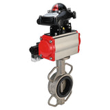 Water butterfly valve Elephant 316L-316L-NBR body material - stainless steel aisi 316l, disk material - stainless steel AISI 316L, seal - NBR with pneumatic actuator with return springs Elephant SA and pneumatic distributor 4M310-08 NAMUR  220V and limit