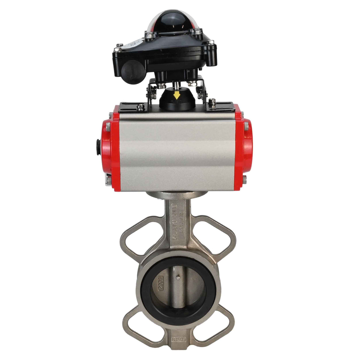 Vanne papillon d'eau Elephant 316l-viton-sa-4m310-110/220v-apl210n, matériau du corps - acier inoxydable AISI 316L, matériau du disque - acier inoxydable AISI 316L, joint - VITON, actionné par actionneur pneumatique