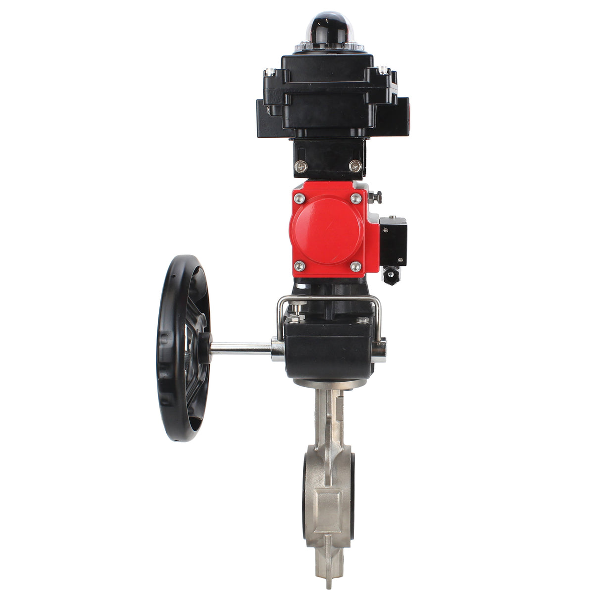 Water butterfly valve Elephant 316L-316L-EPDM body material - stainless steel aisi 316l, disk material - stainless steel AISI 316L, seal - EPDM with pneumatic actuator Elephant DA, with pneumatic distributor 4M310-08 220V, limit switch block APL-410N EX