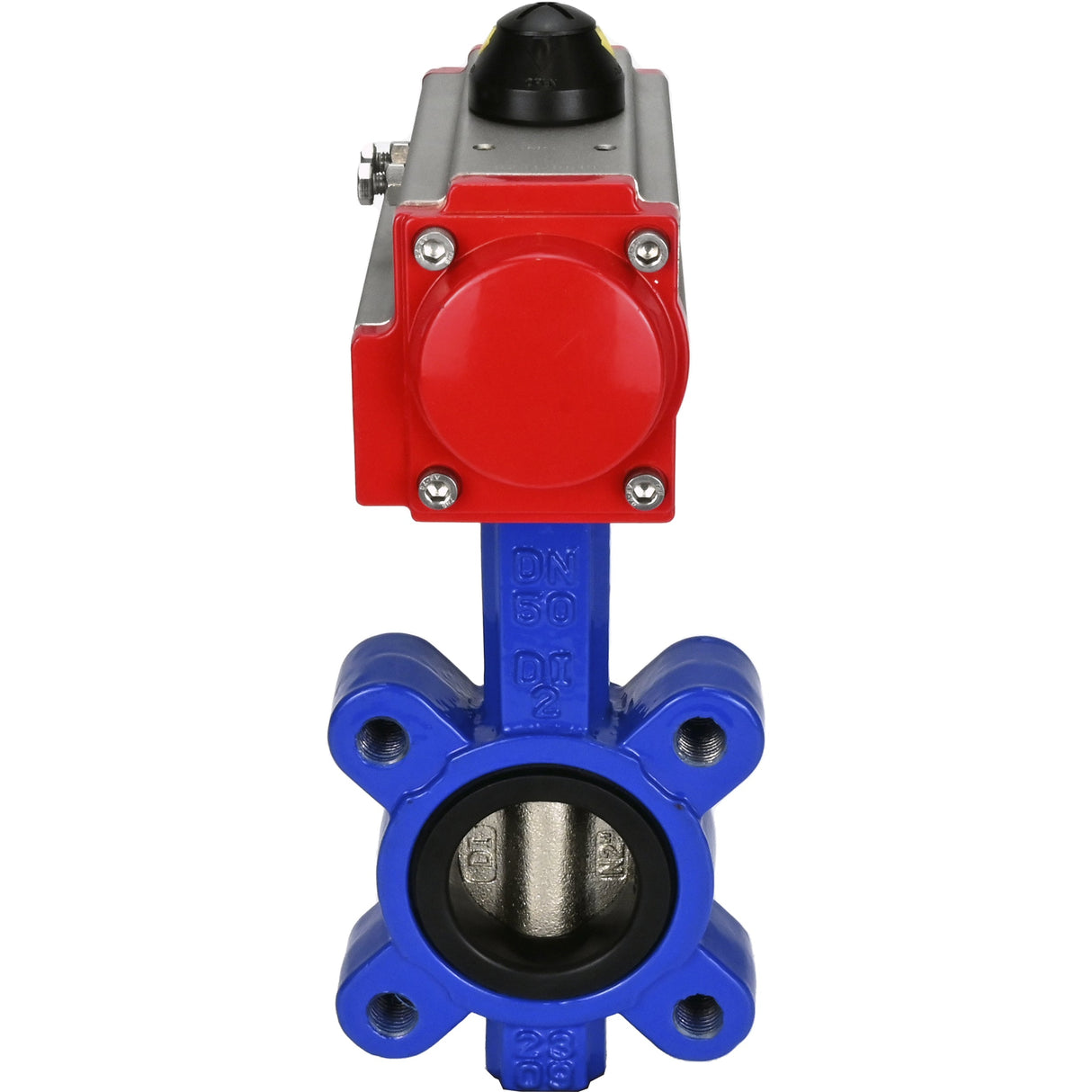 Vanne papillon d'eau Elephant WBV1616N-2W-Fb-H, matériau du corps - fonte QT450, matériau du disque - fonte QT450, joint - NBR, actionneur pneumatique PA-SA avec ressorts de rappel