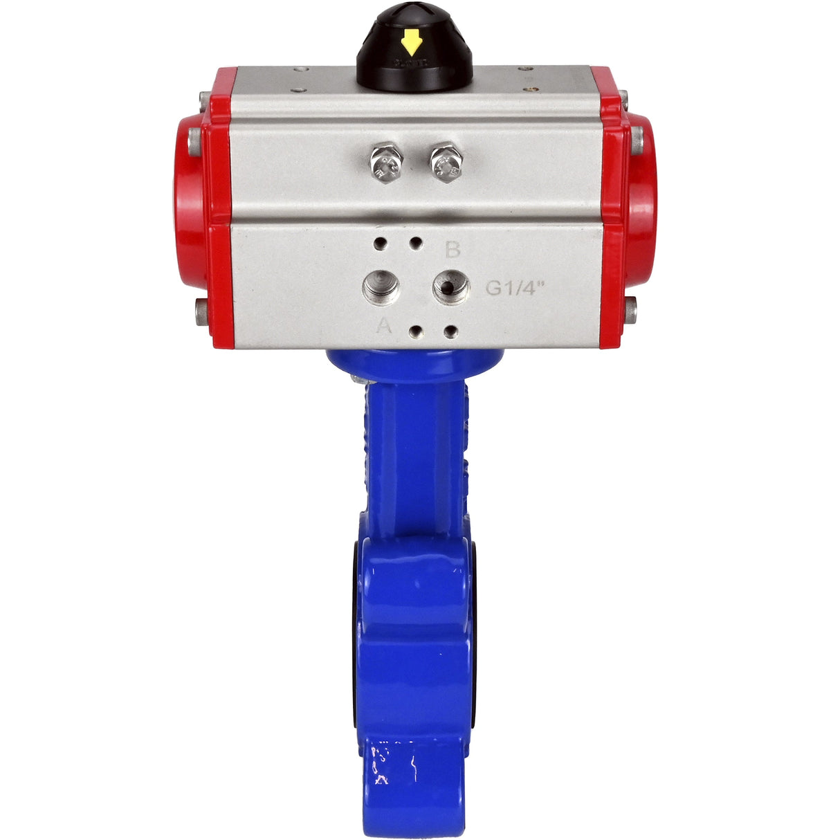 Vanne papillon d'eau Elephant WBV1616E-2W-Fb-H, matériau du corps - fonte QT450, matériau du disque - fonte QT450, joint - EPDM, avec actionneur pneumatique double action PA-DA