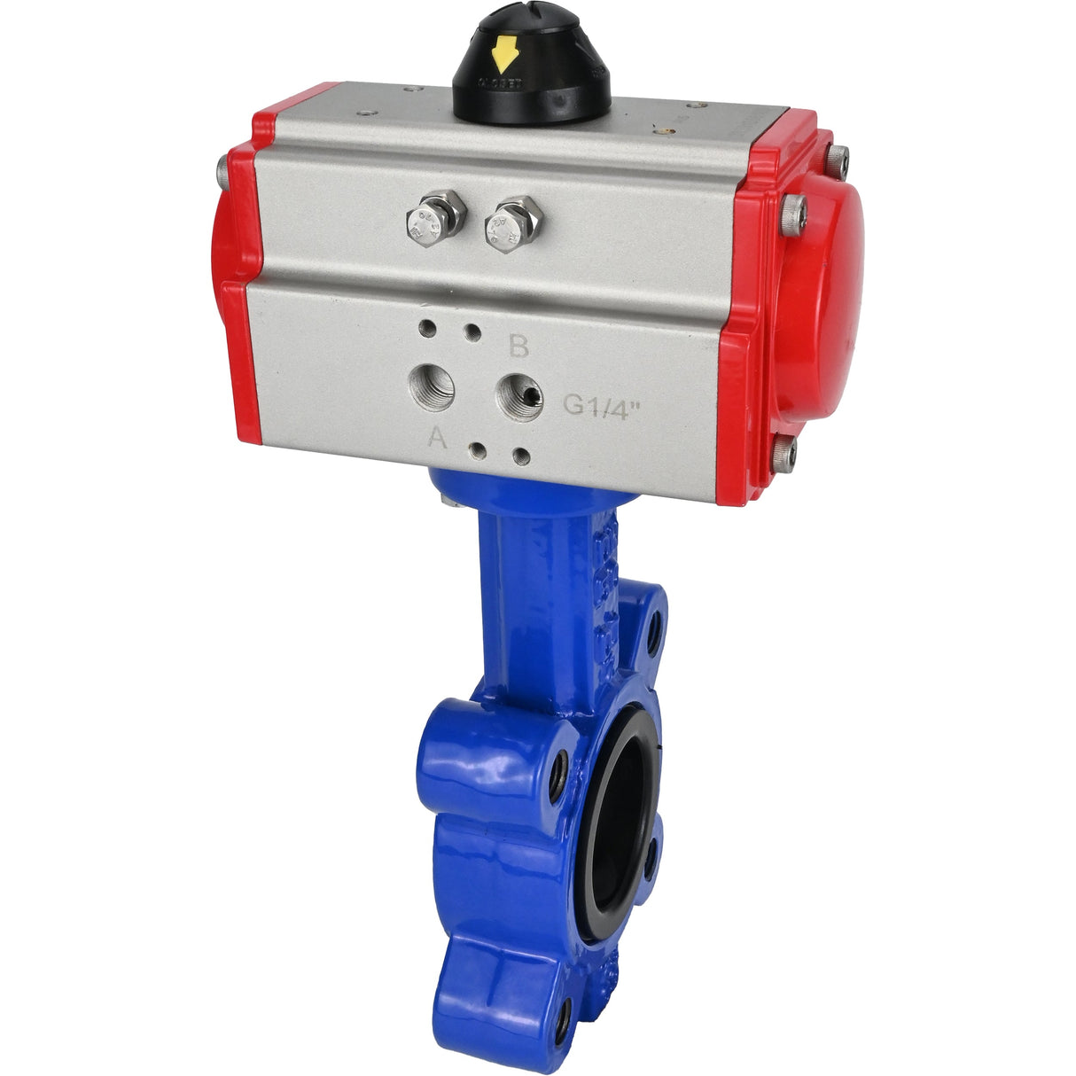 Vanne papillon d'eau Elephant WBV1631N-2W-Fb-H, matériau du corps - fonte QT450, matériau du disque - acier inoxydable AISI 304, joint - NBR, actionneur pneumatique PA-SA avec ressorts de rappel