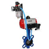 Vanne papillon d'eau Elephant WBV1413E-2W-Fb-H, matériau du corps - fonte GGG50, matériau du disque - fonte GGG40, joint - EPDM, avec actionneur pneumatique double effet PA-DA, 4V320-08 220V, BPV AFC2000