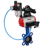 Vanne papillon d'eau Elephant WBV1413E-2W-Fb-H, matériau du corps - fonte GGG50, matériau du disque - fonte GGG40, joint - EPDM, avec actionneur pneumatique avec ressorts de rappel PA-SA, 4V320-08 220V, BKV APL-210NBPV AFC2000