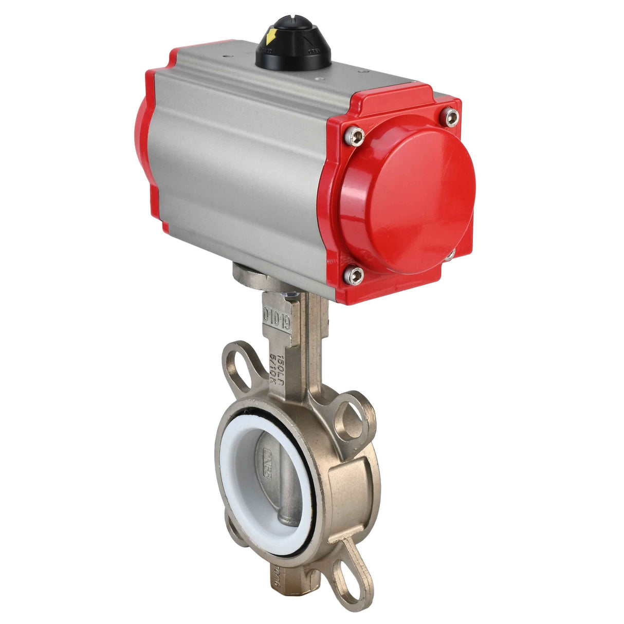 Vanne papillon d'eau Elephant WBV3131P-2W-Fb-H, matériau du corps - Acier inoxydable AISI 304, matériau du disque - Acier inoxydable AISI 304, joint - PTFE, actionneur pneumatique PA-SA avec ressorts de rappel