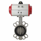 Vanne papillon d'eau Elephant WBV3131V-2W-Fb-H, matériau du corps - Acier inoxydable AISI 304, matériau du disque - Acier inoxydable AISI 304, joint - Viton, actionneur pneumatique PA-DA double action