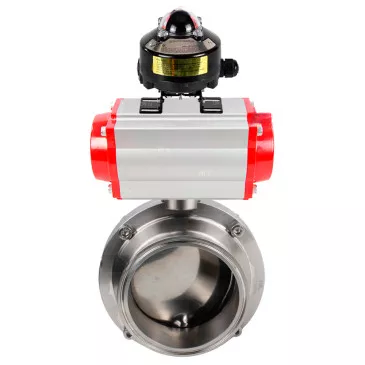 Butterfly valves Elephant WBV3131E-2W-T-H food grade stainless steel 304, seal - EPDM, with pneumatic actuator Elephant PA-DA-XXX and BKV Elephant APL-510N EX