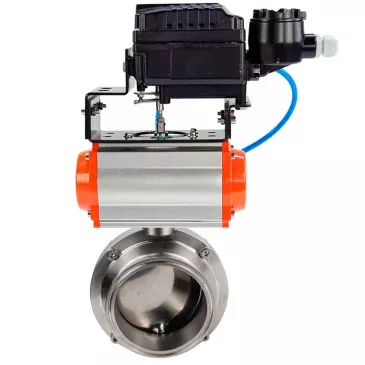 Butterfly valves Elephant WBV3131E-2W-T-H food grade stainless steel 304, seal - EPDM, with pneumatic actuator Elephant PA-SA-XXX and positioner Elephant YT-1000RSN without feedback