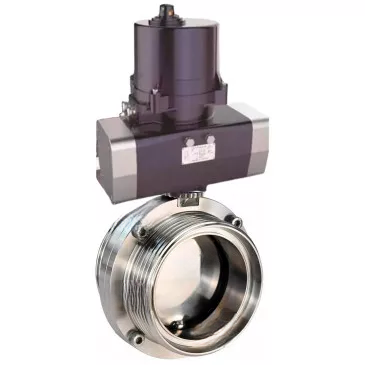 Butterfly valves Elephant WBV3131S-2W-T-H threaded, body - food grade stainless steel AISI 304, disc - stainless steel AISI 304, seal - Silicon, with electric quarter turn actuator Elephant QTSA-N-EM-O0-220VAC