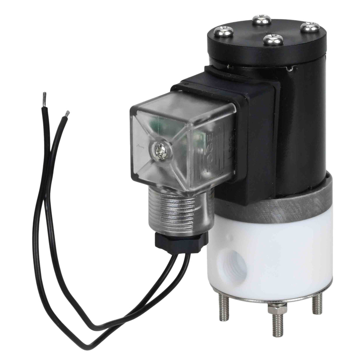 Électrovanne électrique à action directe à deux voies normalement fermée Elephant DHF11-НЗ PTFE VITON G 24V, matériau du corps - PTFE, joint - Viton