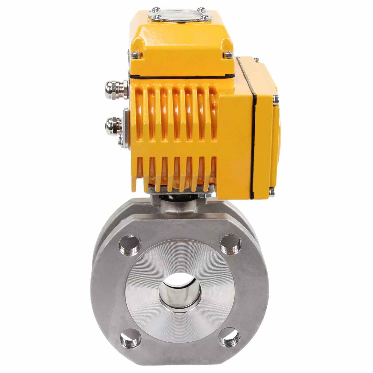 Robinet à boisseau sphérique en acier inoxydable Elephant BV3232P-FP-Fb PSI232, matériau du corps - acier inoxydable AISI 316, joint - PTFE, passage intégral, bride compacte, actionneur électrique Elephant 380 V