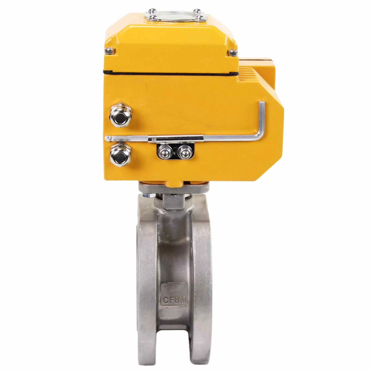 Robinet à boisseau sphérique en acier inoxydable Elephant BV3232P-FP-Fb PSI232, matériau du corps - acier inoxydable AISI 316, joint - PTFE, passage intégral, bride compacte, actionneur électrique Elephant-003 24 V