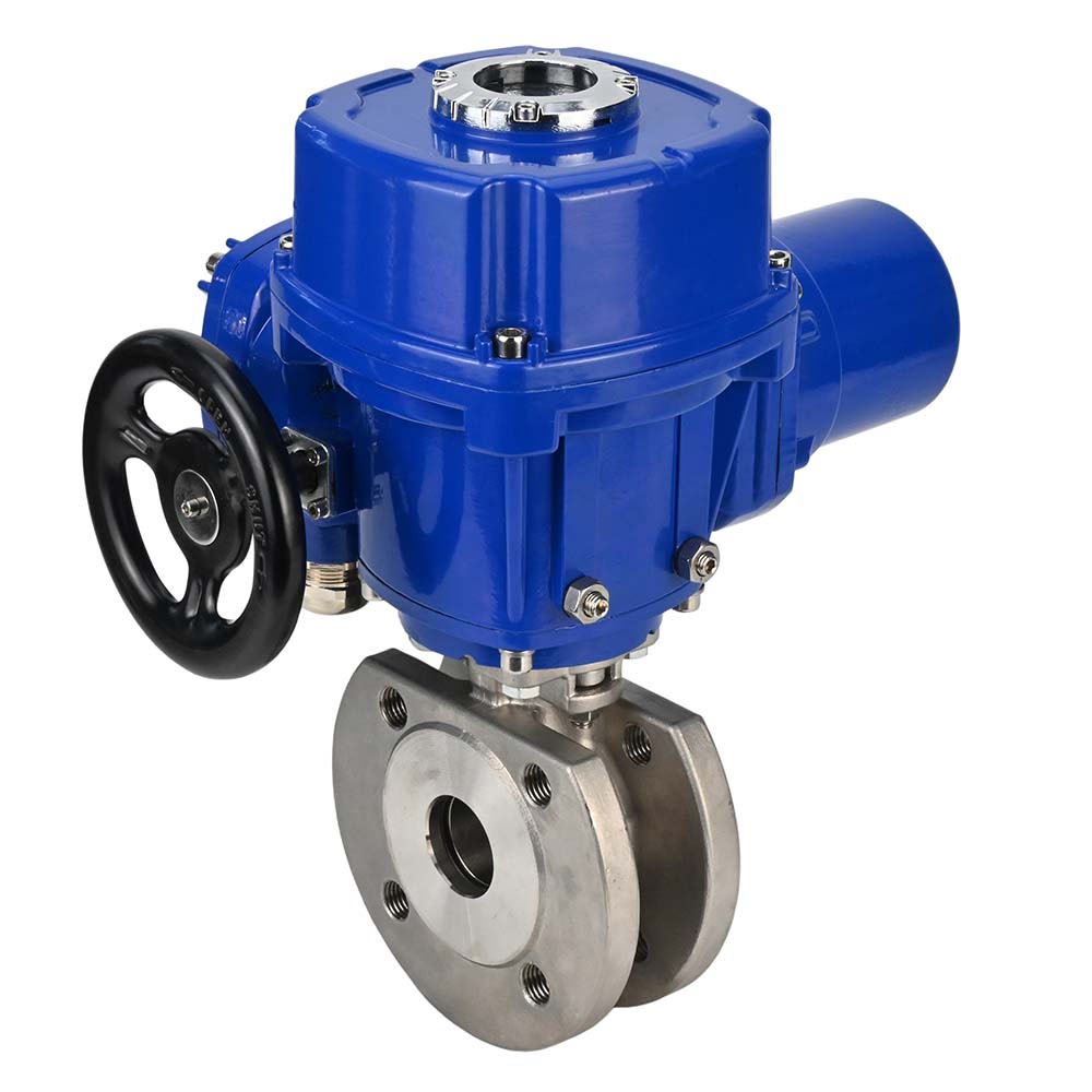 Vanne à boisseau sphérique en acier inoxydable Elephant-BVсFP.316.200 PSI232 à passage intégral, à bride compacte, actionneur électrique quart de tour Elephant QT-W (M) 220 V
