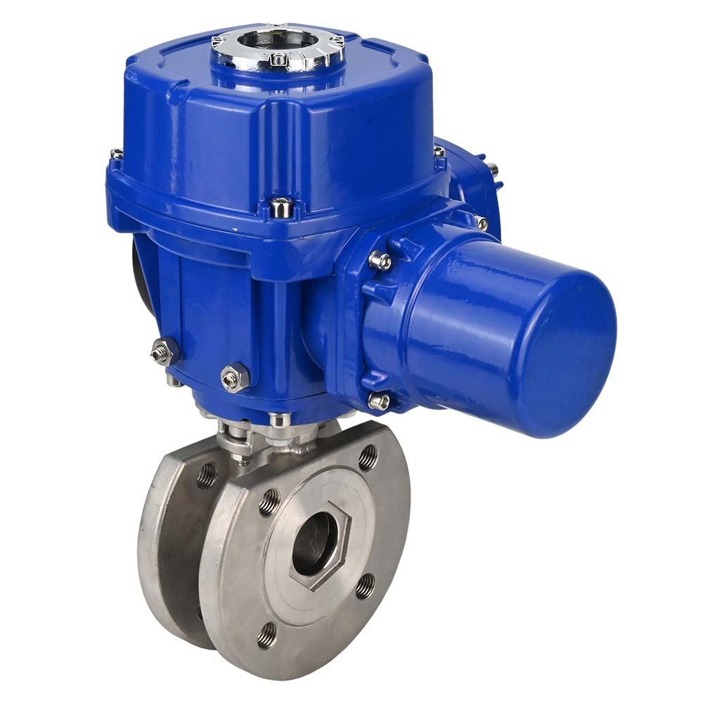 Vanne à boisseau sphérique en acier inoxydable Elephant-BVсFP.316.200 PSI232 à passage intégral, à bride compacte, actionneur électrique quart de tour Elephant QT-W (M) 220 V