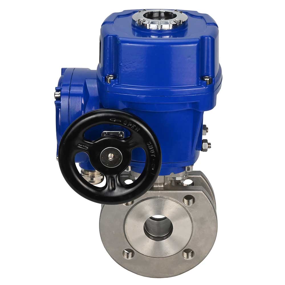 Vanne à boisseau sphérique en acier inoxydable Elephant-BVсFP.316.200 PSI232 à passage intégral, à bride compacte, actionneur électrique quart de tour Elephant QT-W (M) 220 V